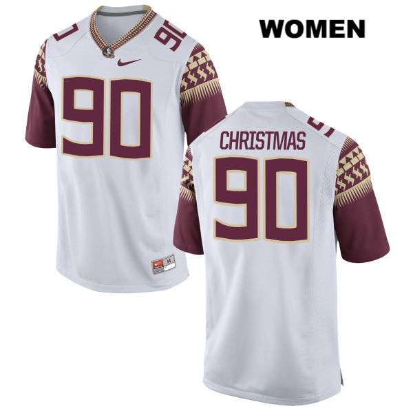 Women's NCAA Nike Florida State Seminoles #90 Demarcus Christmas College White Stitched Authentic Football Jersey XJX7369MP